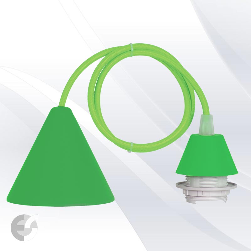 pendel cone pvc svetlo zelen tekstilen kabel e27
