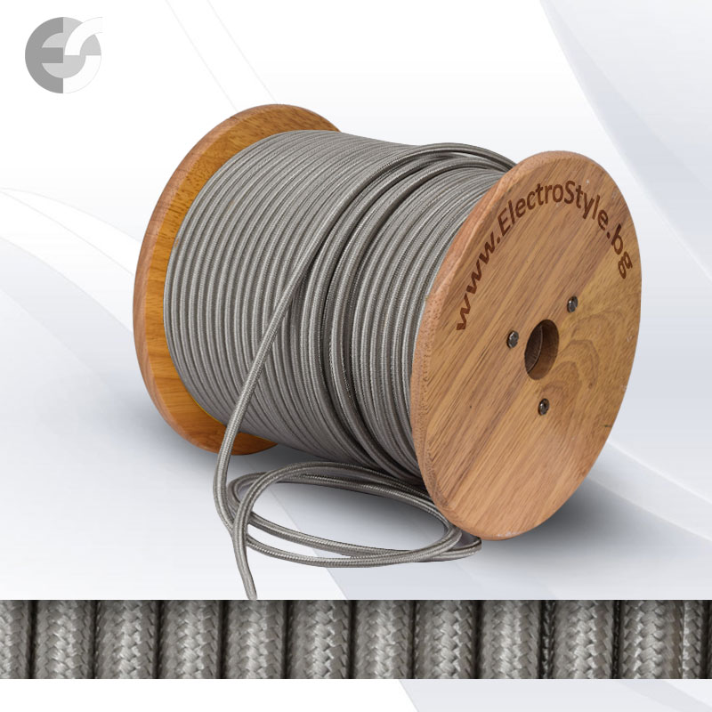 tekstilen kabel srebrist titan 2x0.75mm2