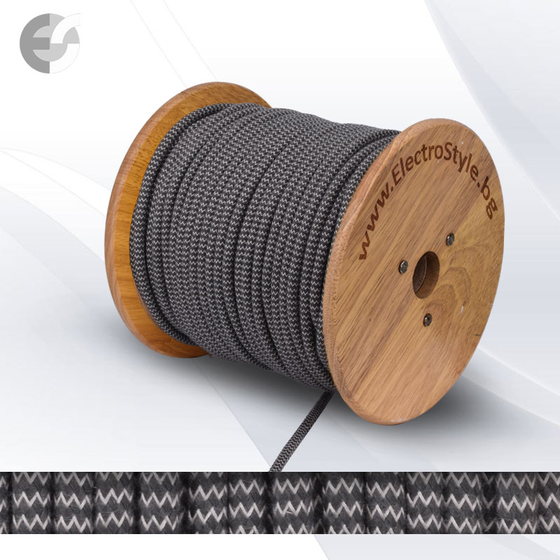 tekstilen kabel antratsitsiv zigzag 2x0.75mm2